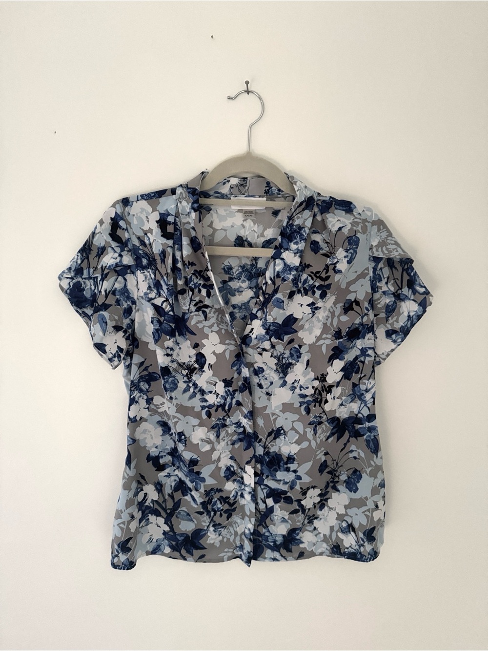 Calvin Klein Floral Short-Sleeve Button-Front Blouse